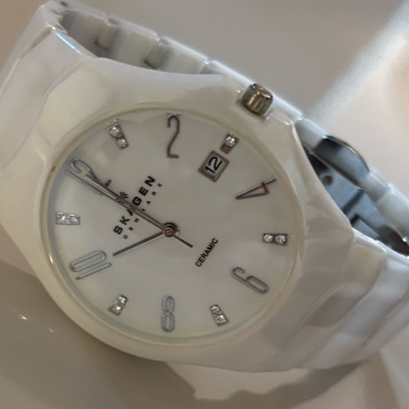 Skagen Ceramic Watch with White Dial - Picture 1 of 2